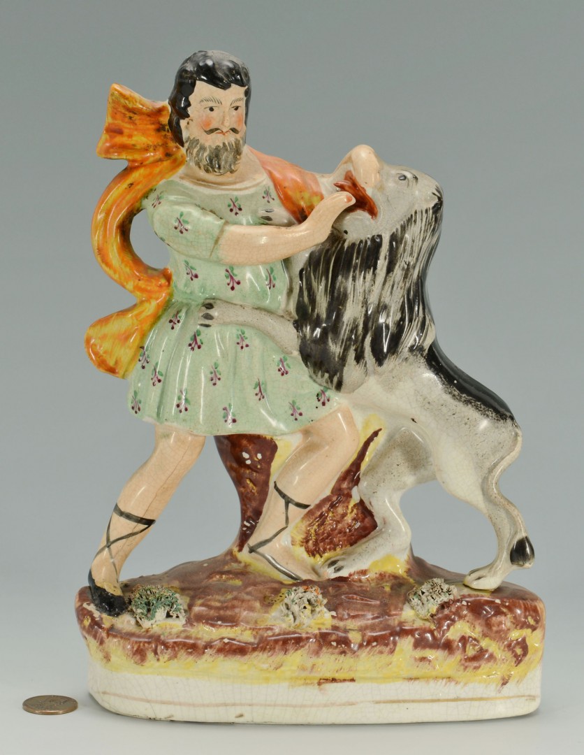 Lot 150: Staffordshire Samson and Lion Figure