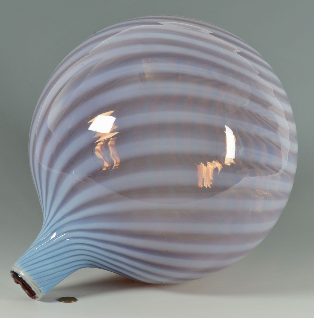 Lot 160: Large Art Glass Witch Swirl Ball with Stem