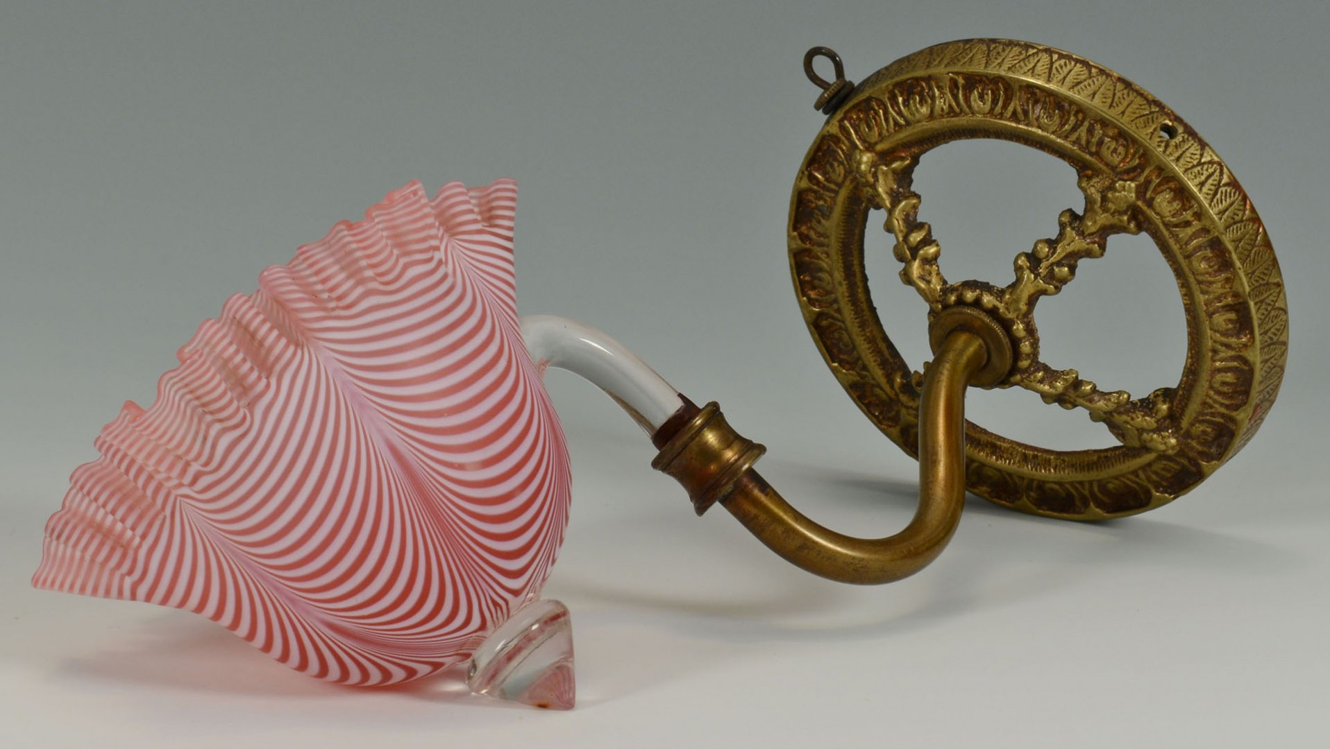 Lot 169: Art Glass Red & White Swirl Wall Sconce