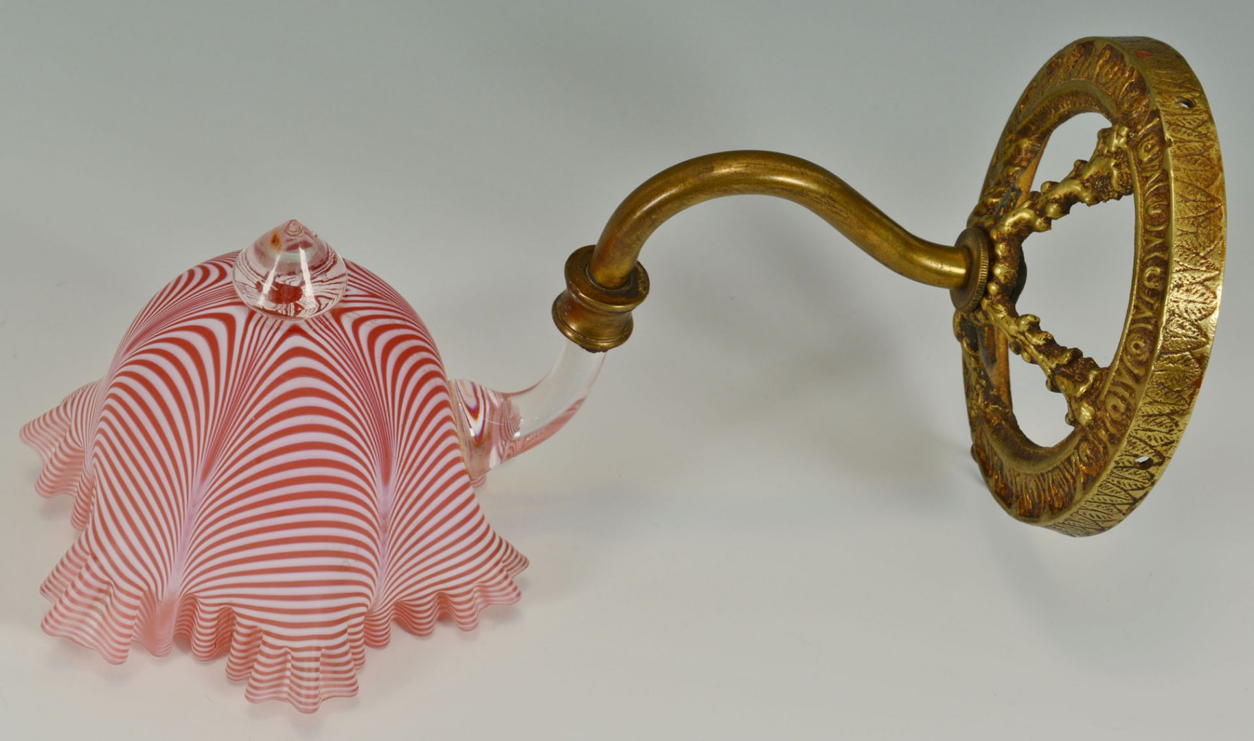Lot 169: Art Glass Red & White Swirl Wall Sconce