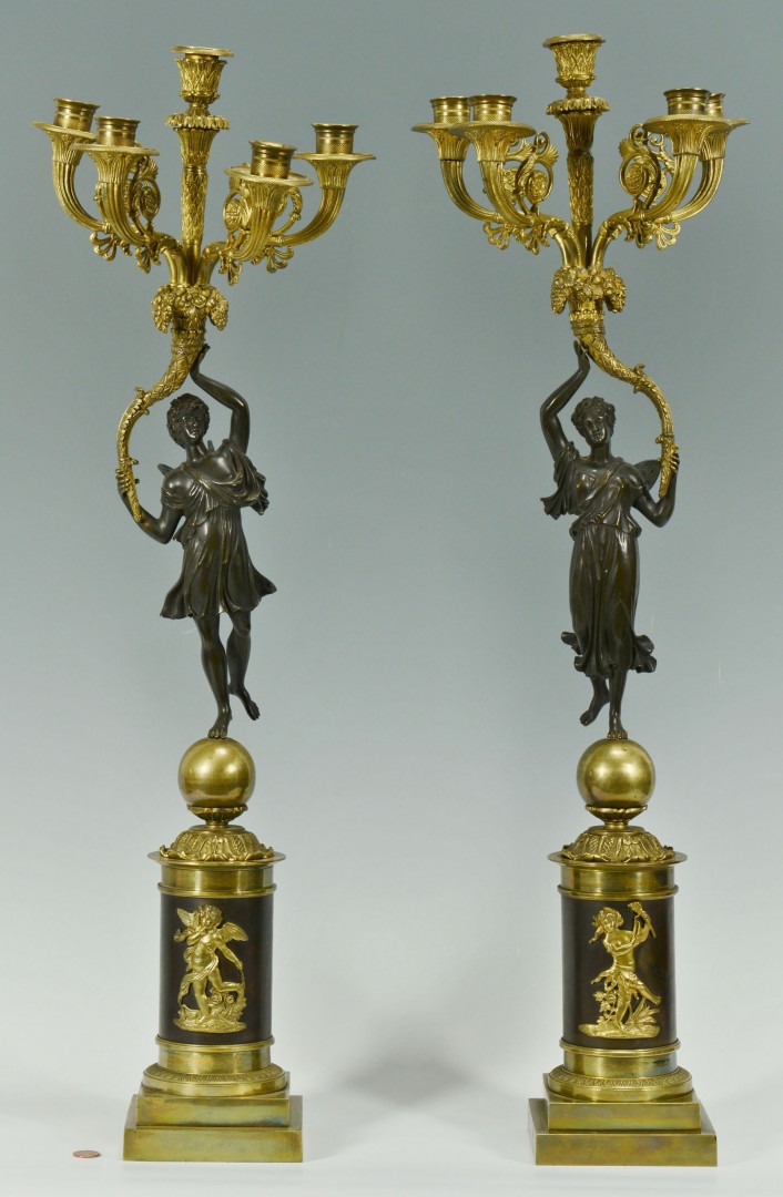 Lot 170: Pair 19th C. French Empire Style Candelabra
