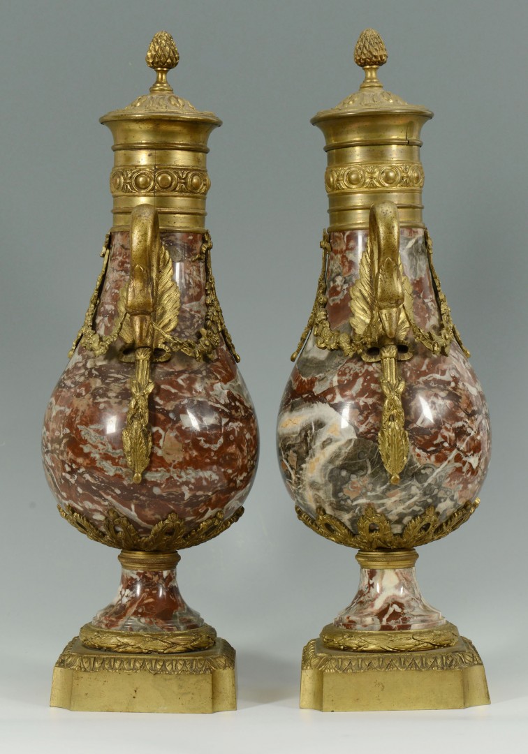 Lot 171: Pair Louis XVI style Marble and Ormolu Vases