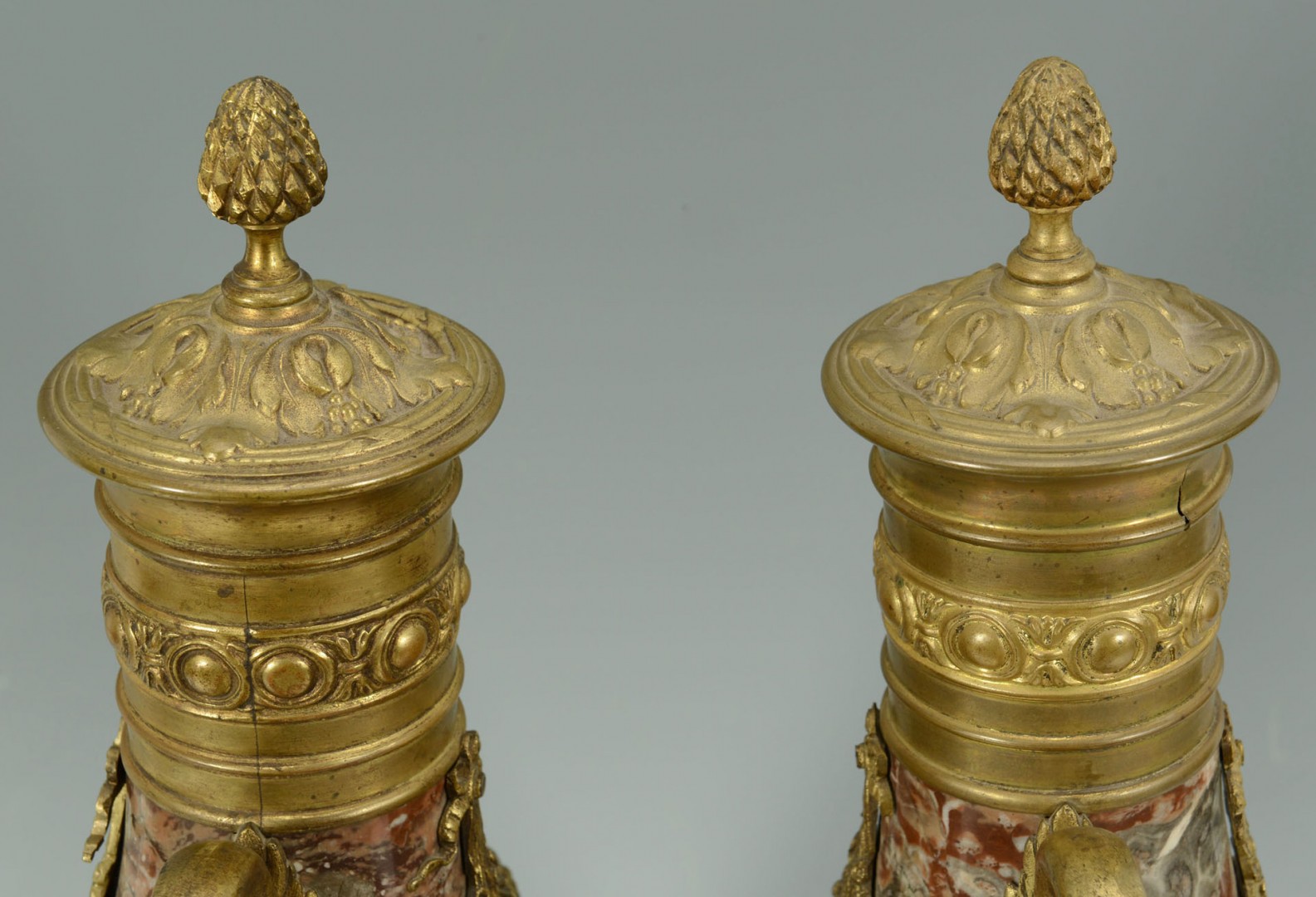 Lot 171: Pair Louis XVI style Marble and Ormolu Vases