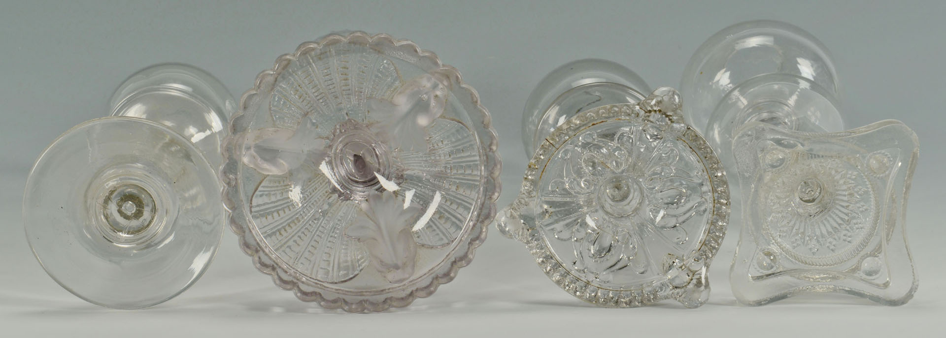 Lot 172: Blown & Pressed Glass Oil Lamps inc. Lacemaker