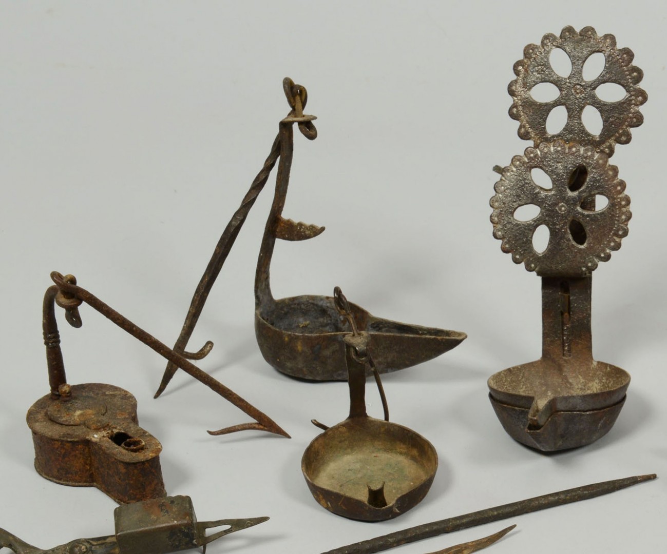 Lot 174: Grouping of Early Iron Lighting Related Items