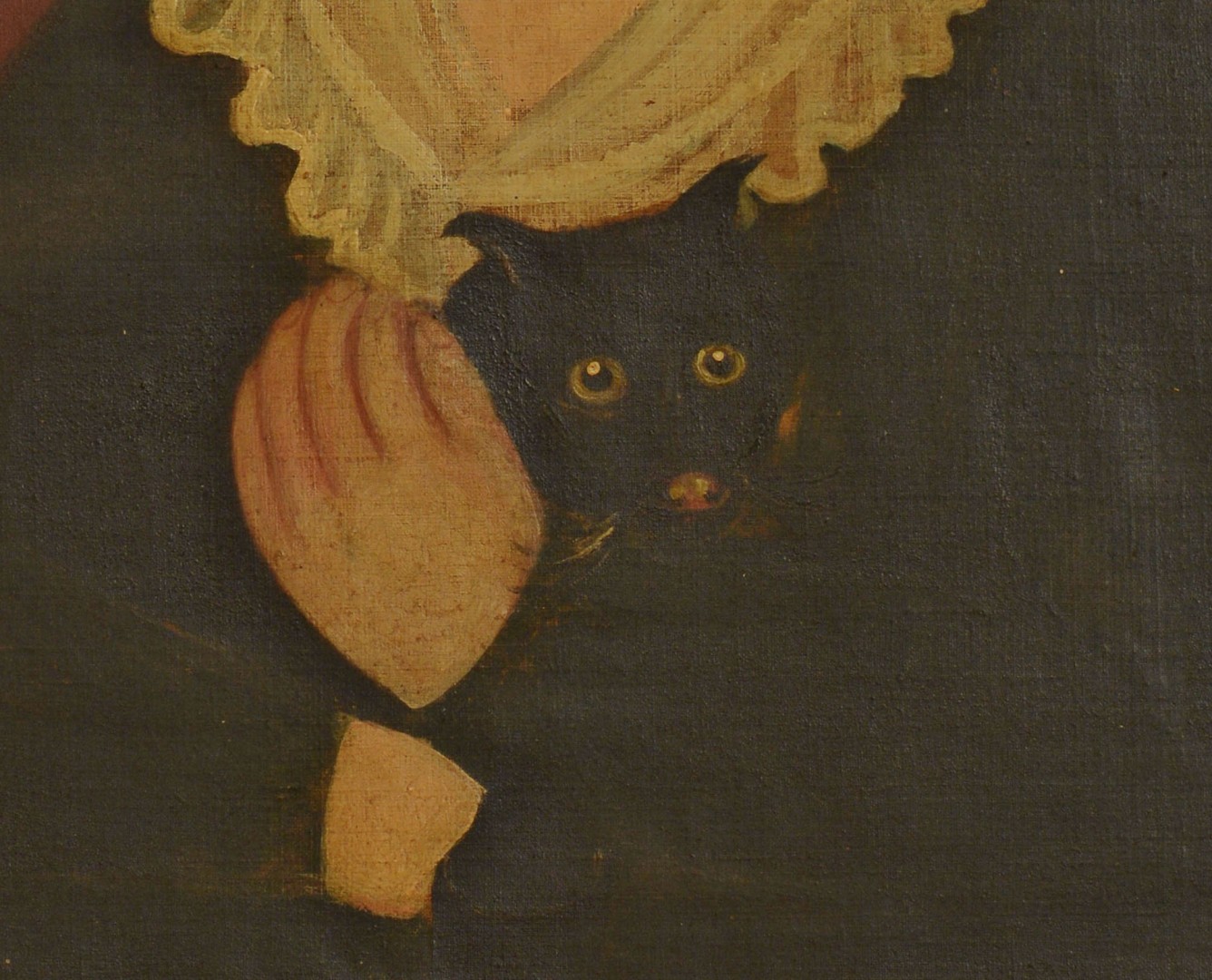 Lot 183: Folk Art Portrait of Child and Kitten