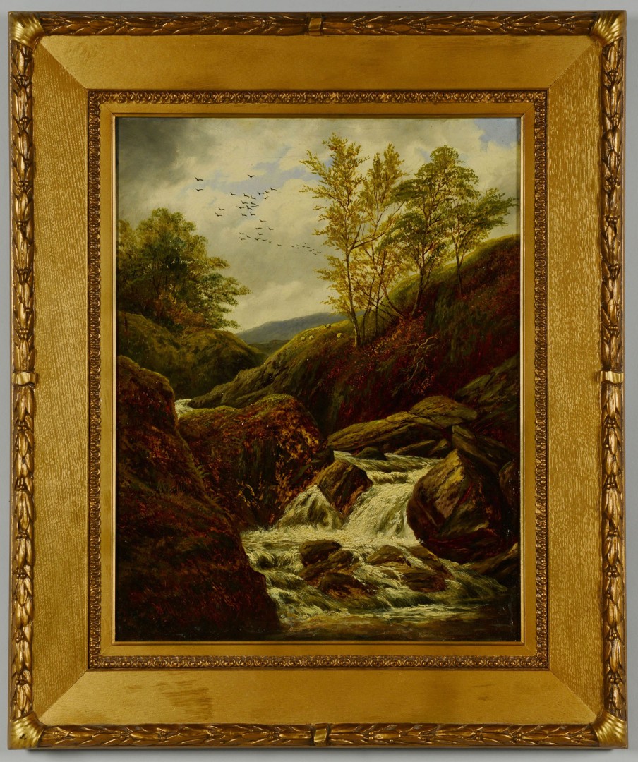 Lot 199: William Miller Oil On Canvas River Landscape w/she