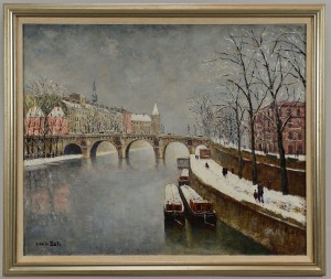 Lot 206: Louis Dali oil on canvas, Paris Winter Scene