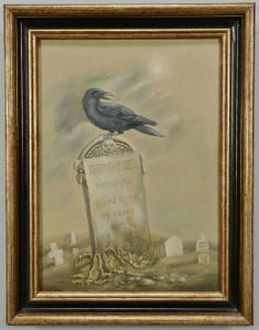 Lot 214: Werner Wildner oil on canvas, Raven in a Graveyard