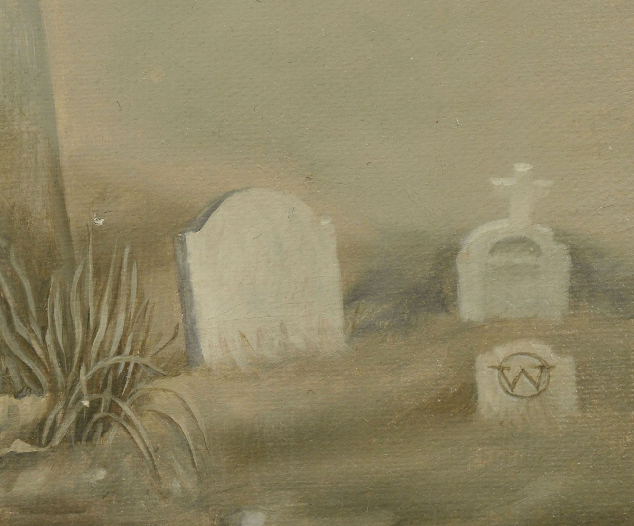 Lot 214: Werner Wildner oil on canvas, Raven in a Graveyard