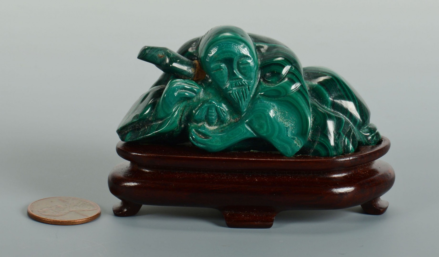 Lot 228: Chinese Green Malachite Figural Snuff Bottle
