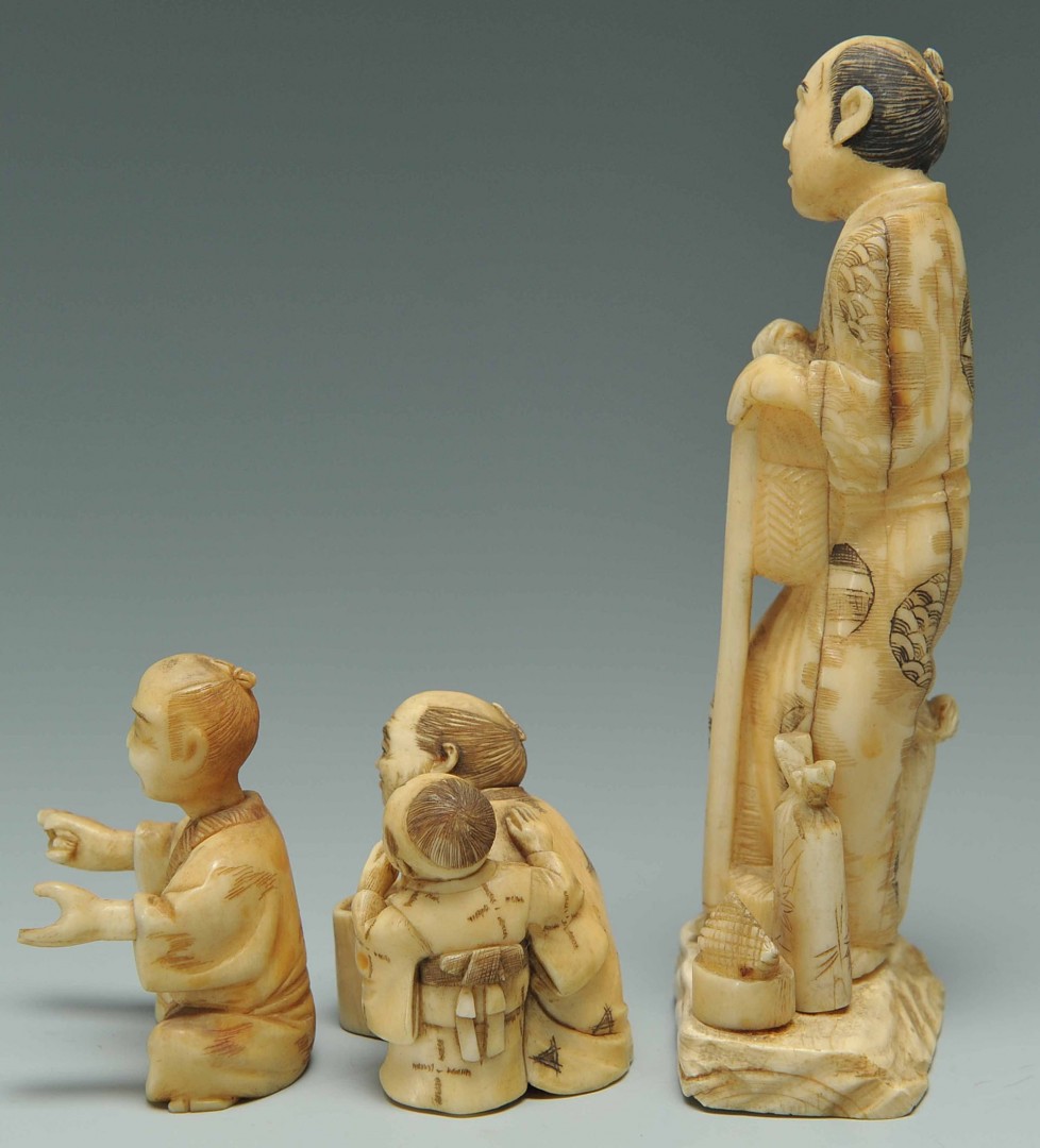 Lot 249: Group of 6 Japanese Carved Ivory Figure, inc. Gyok