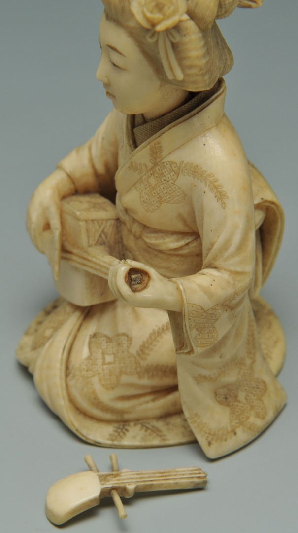 Lot 250: 2 Japanese Carved Ivory Female Figures