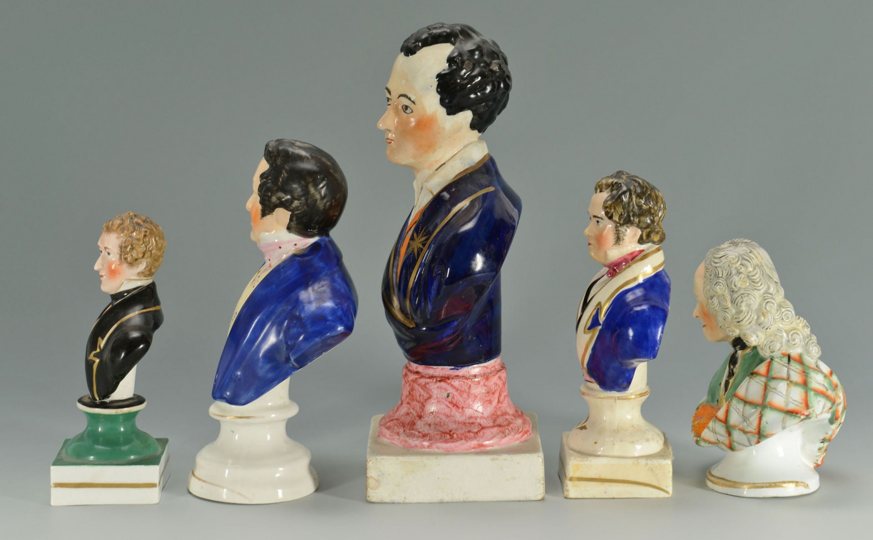 Lot 275: 5 Staffordshire Historical Busts