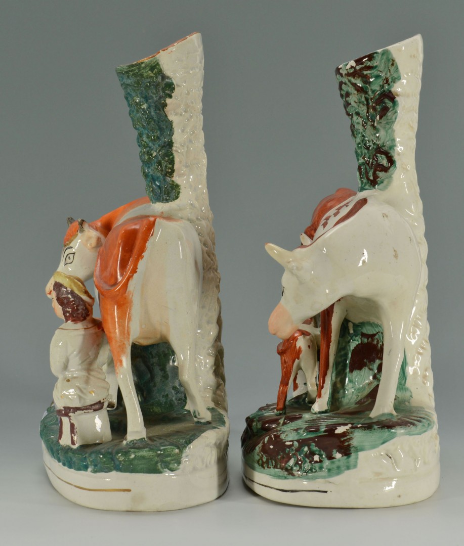 Lot 276: 2 Staffordshire Cow Spill Vases
