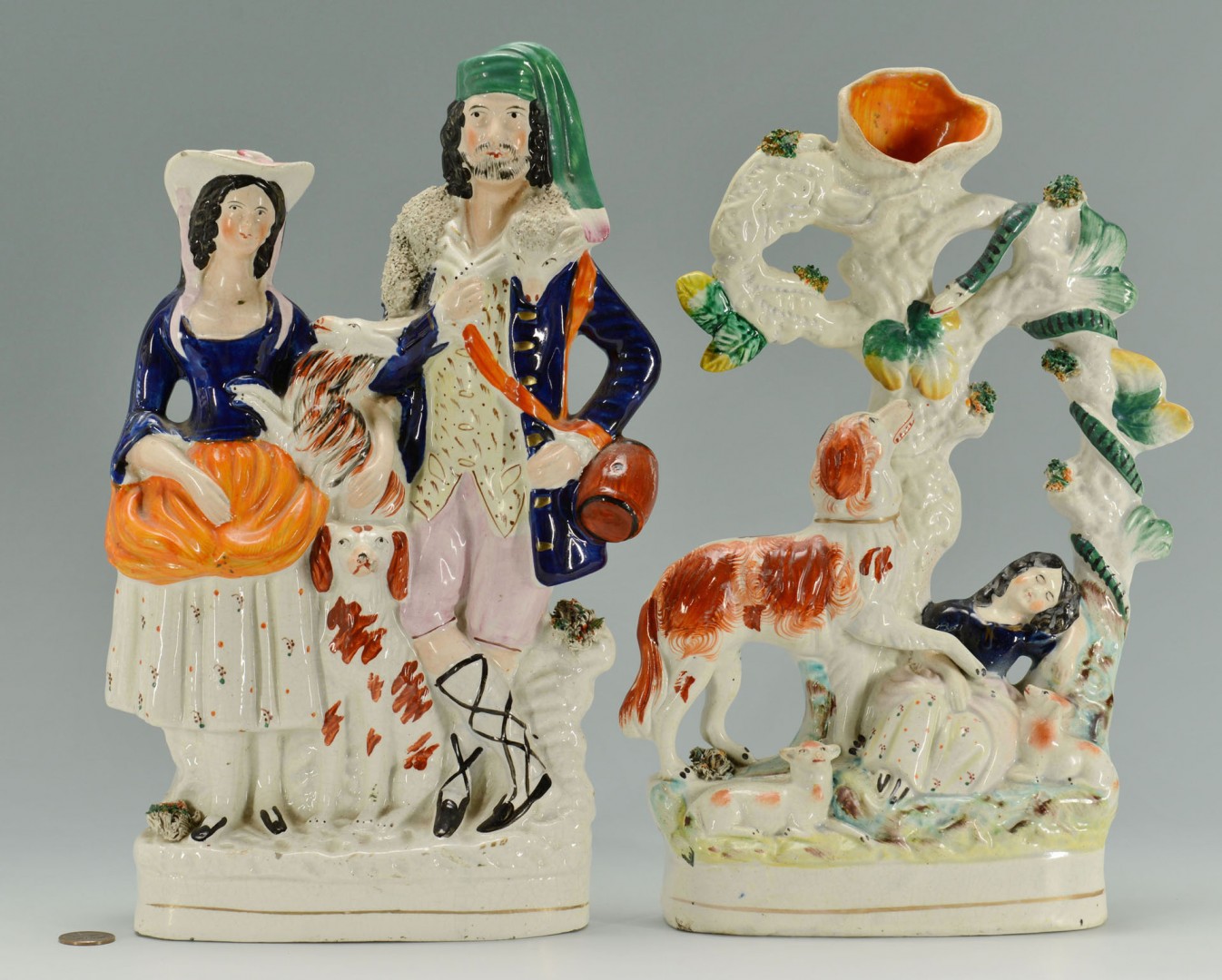 Lot 277: 2 Staffordshire Figural Groups, people and animals