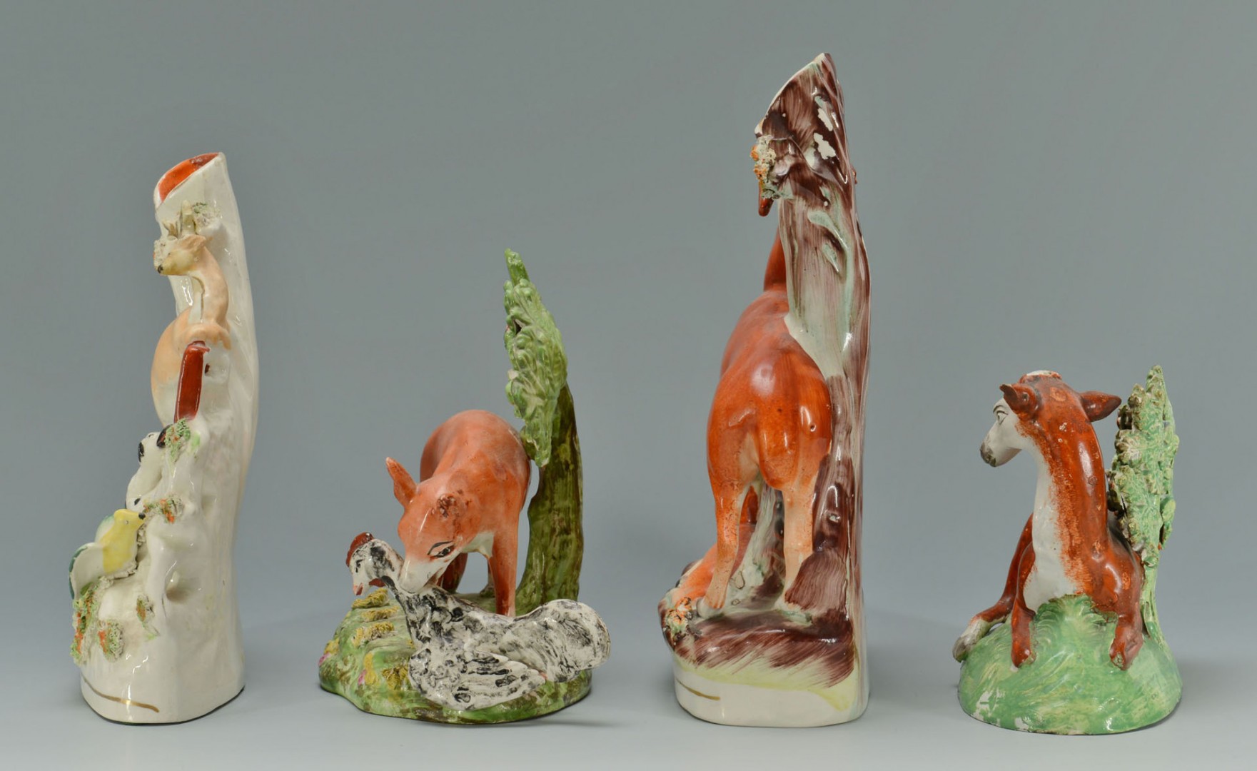 Lot 278: 4 Staffordshire Pottery Animal Figures