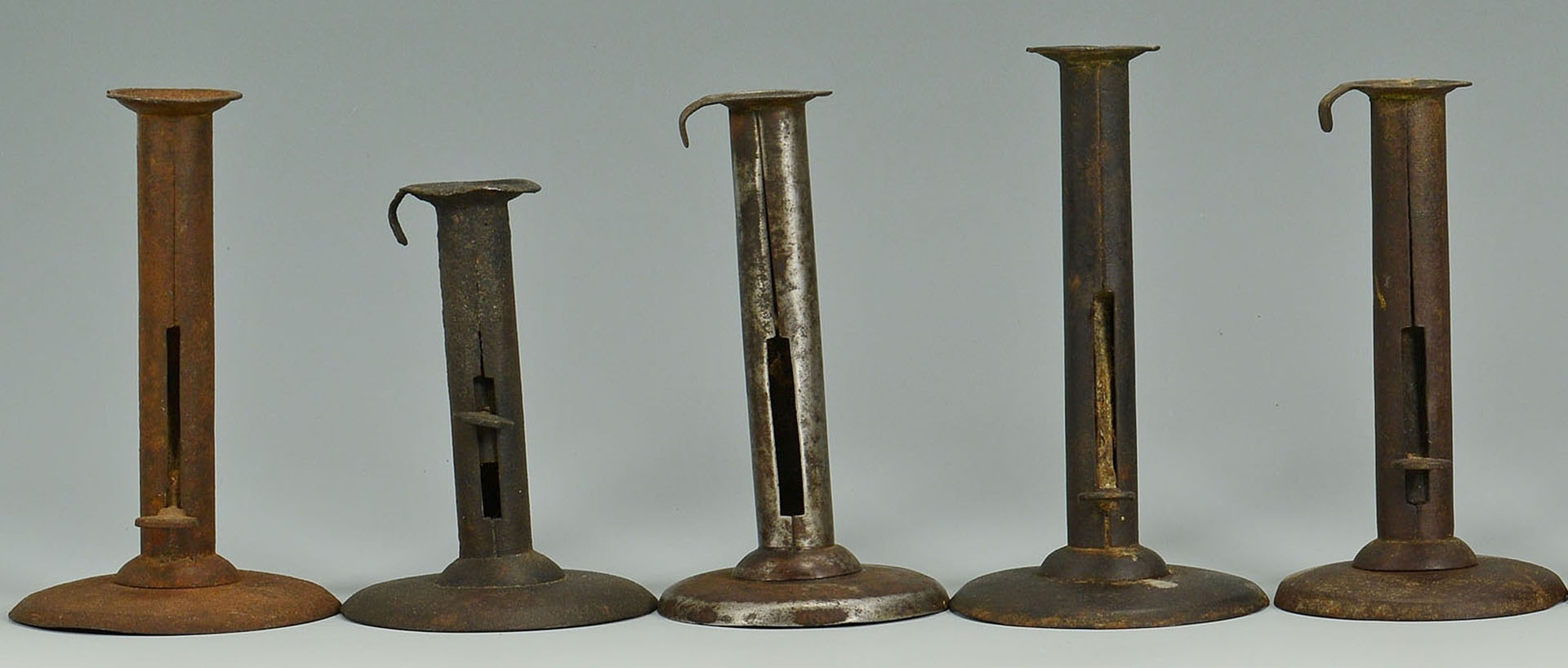 Lot 286: Grouping of Early Tin and Iron Lighting, 15 items