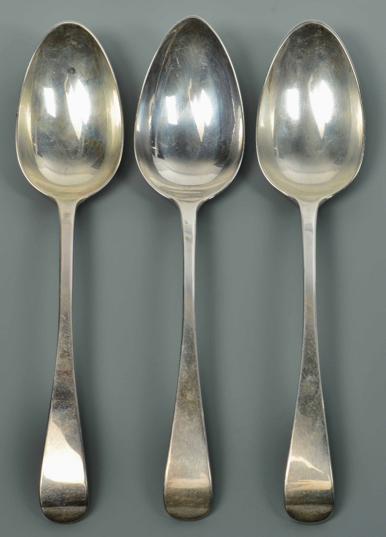 Lot 306: Three George III Table or Serving Spoons, Paul Sto