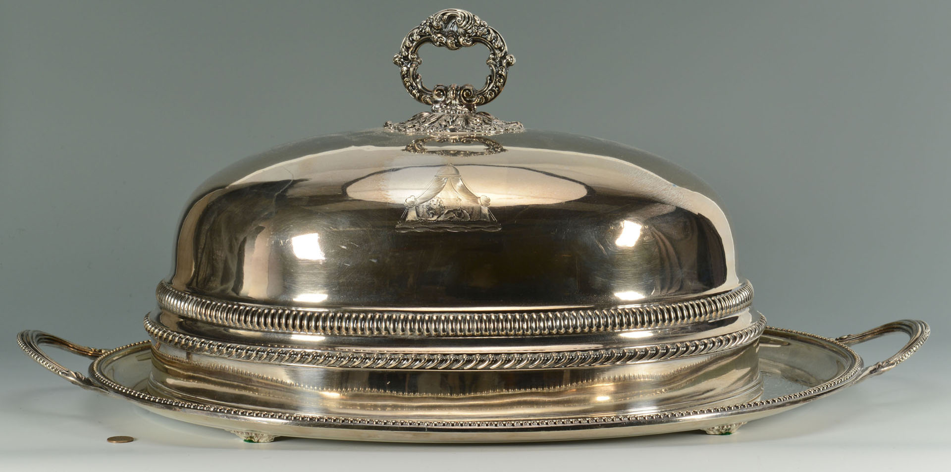 Lot 307: Large Victorian Meat Dome and Tray