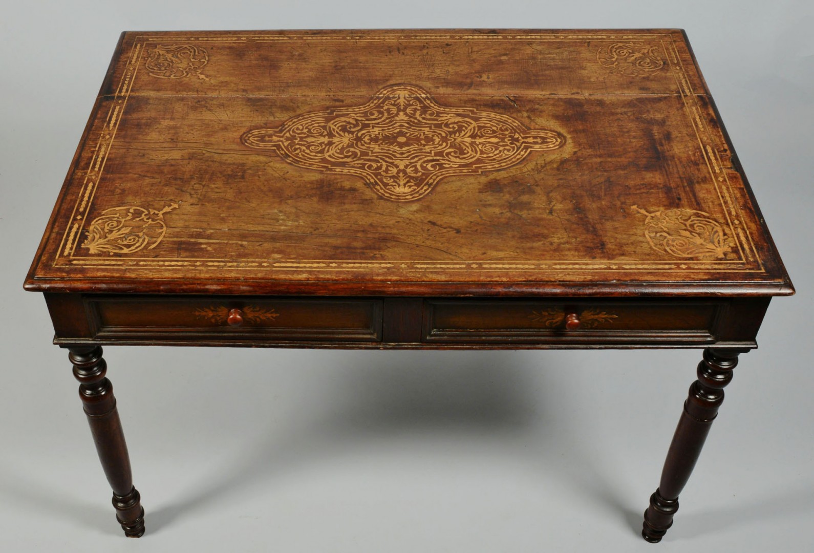 Lot 344: Continental inlaid writing table or desk