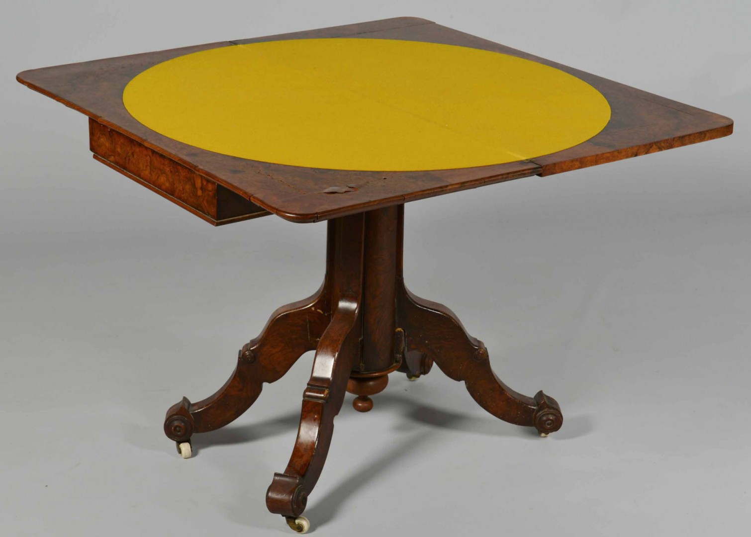 Lot 349: Burl Wood Card Table, Renaissance Revival