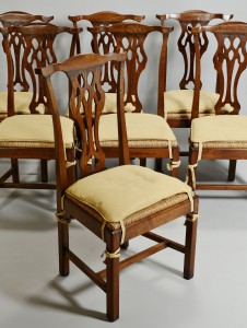 Lot 351: Set of 12 Chippendale style Oak Dining Chairs