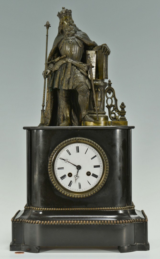 Lot 355: French Slate Mantel Figural Clock