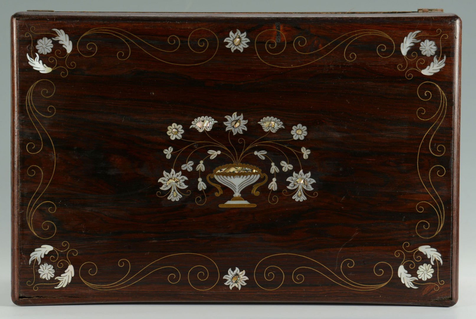 Lot 358: Rosewood and Mother of Pearl Inlay Lap Desk