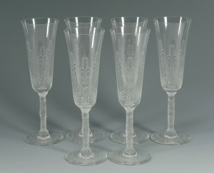 Lot 360: Set of 6 Baccarat Crystal Champagne Glasses