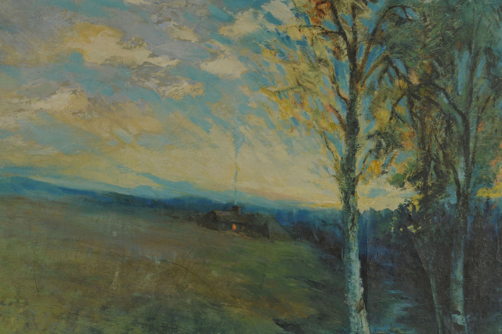 Lot 375: Oil on canvas Landscape of Homestead
