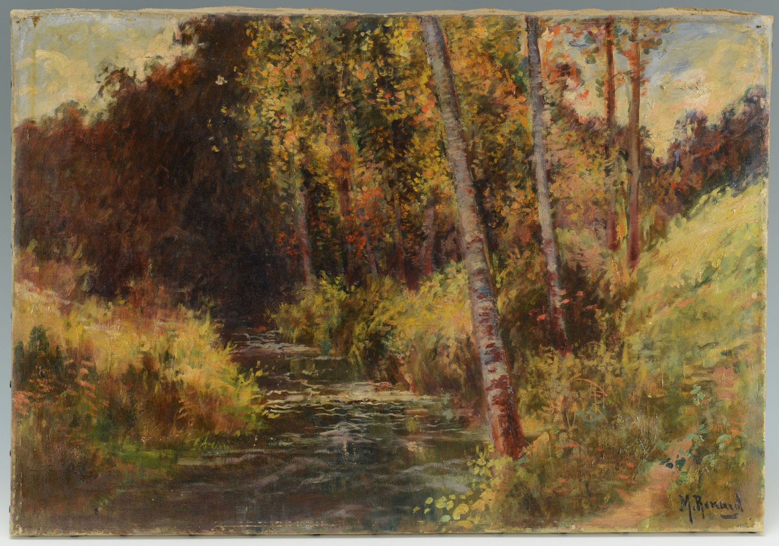Lot 385: Mary Renard, oil on canvas forest painting