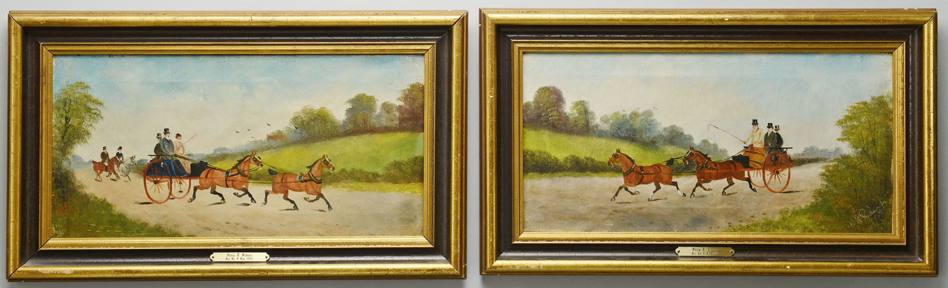 Lot 38: Philip Rideout, Pair of Carriage Scenes, oil on ca