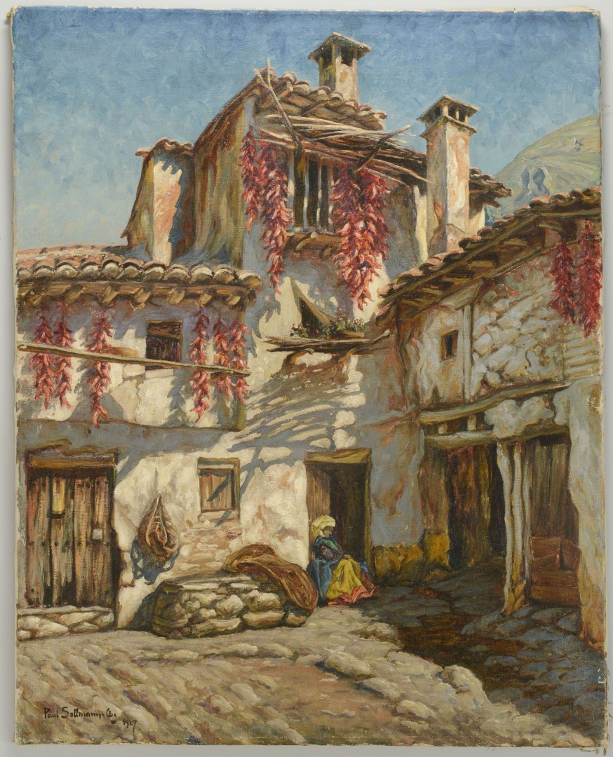 Lot 390: Paul Sollmann, Oil on Canvas, Spanish Courtyard