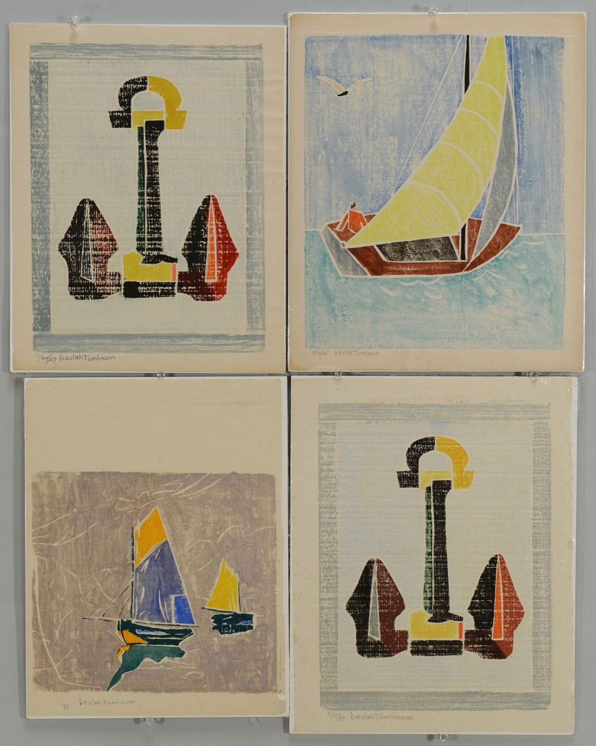 Lot 403: 4 Beulah Tomlinson Block Prints: Boats/Anchors