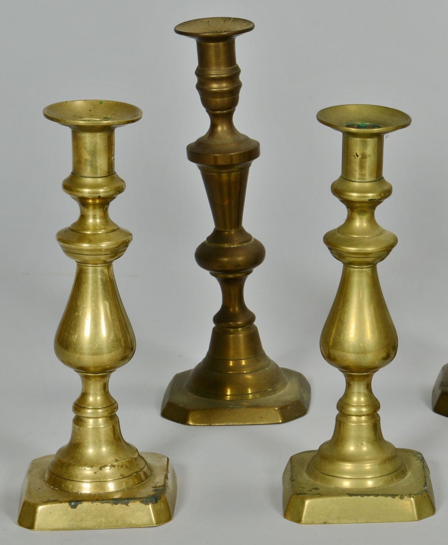 Lot 426: Grouping of 10 Brass Candlesticks, 5 pairs