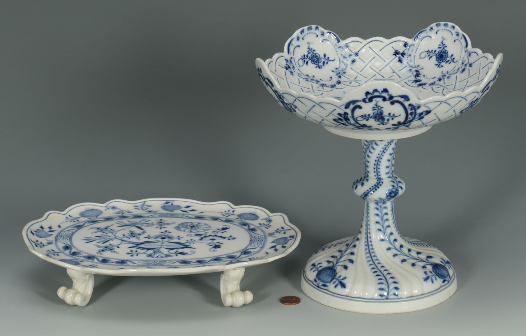 Lot 431: Grouping of Blue Onion Porcelain, 2 Meissen