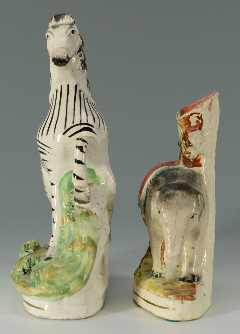 Lot 441: Staffordshire Elephant & Zebra Figures