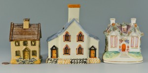 Lot 443: 3 Staffordshire Money Box Cottages