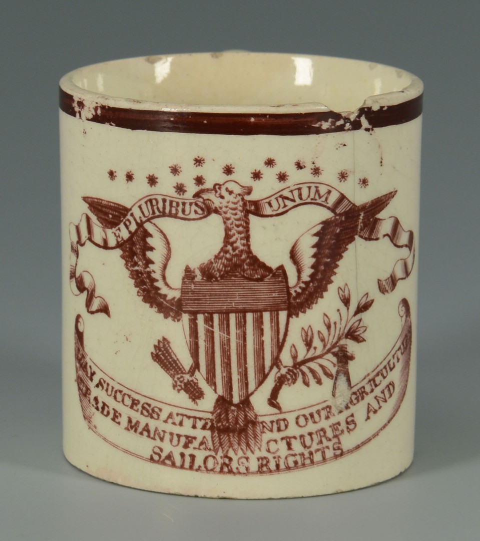 Lot 445: American Patriotic Transferware Child's Mug, Agric