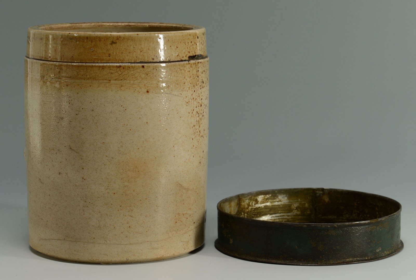Lot 447: Stoneware Apothecary Jar and French Sardine Box