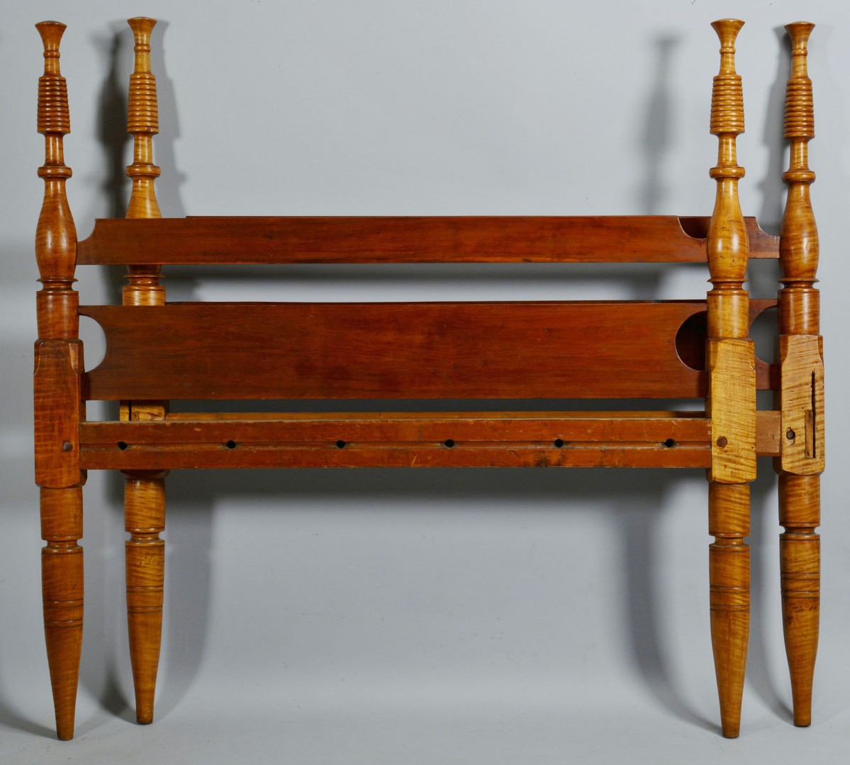 Lot 473: American Country Tiger Maple Bed