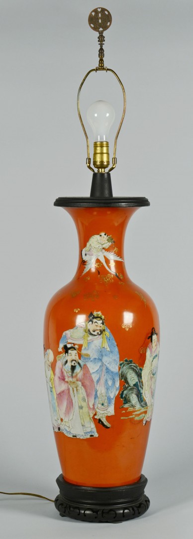 Lot 476: Chinese Famille Rose Porcelain Lamp