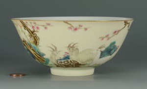 Lot 478: Chinese Famille Rose Bowl w/ Goats