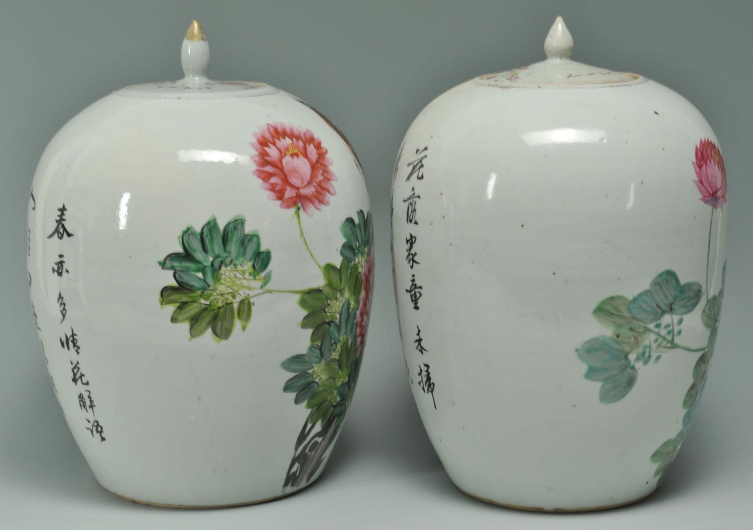 Lot 480: Chinese Famille Rose Ginger Jars