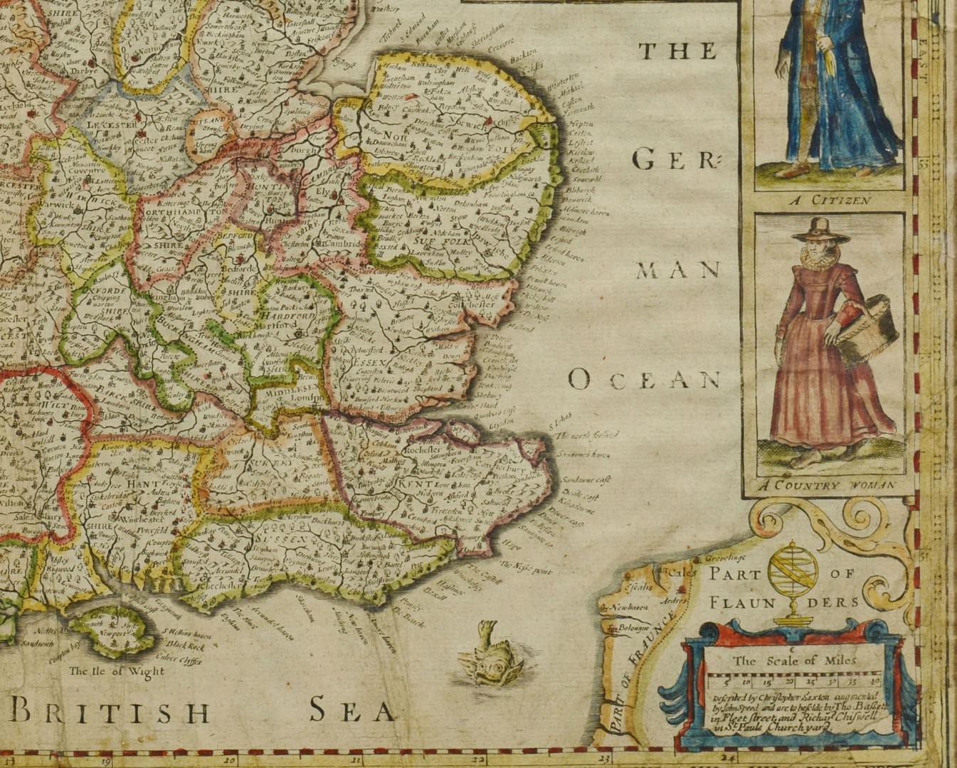 Lot 489: Abraham Goos Hand Colored Map of England