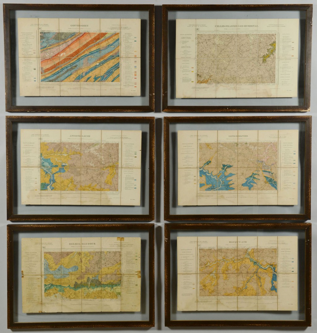 Lot 491: 6 framed topography maps of Belgium, early 20th c