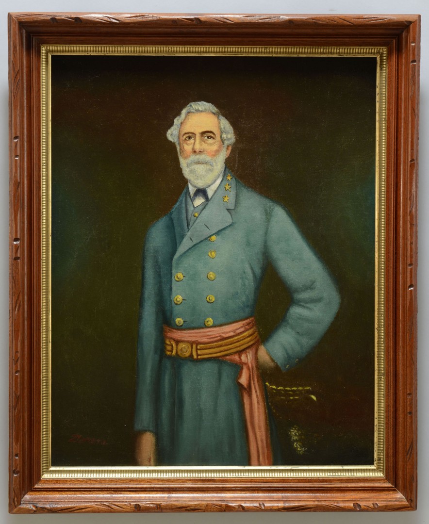 Lot 495: Portrait of Robert E. Lee on tent canvas