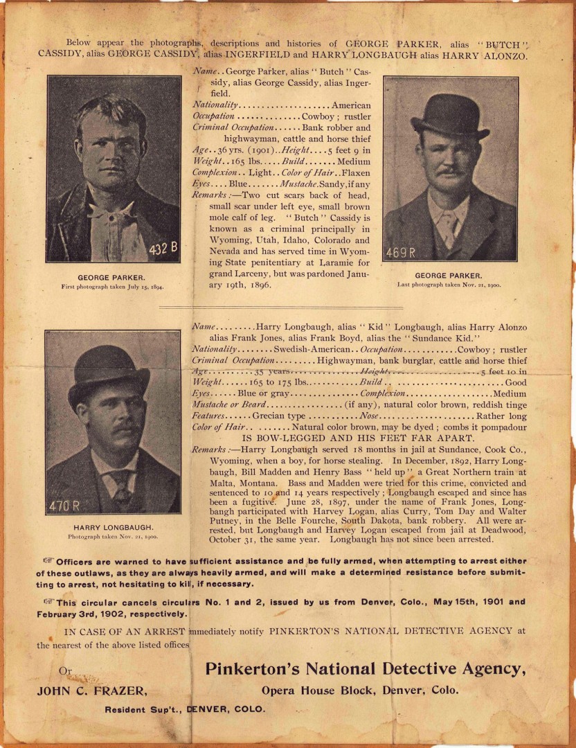 Lot 507: 1904 Butch Cassidy and Sundance Kid Wanted Poster