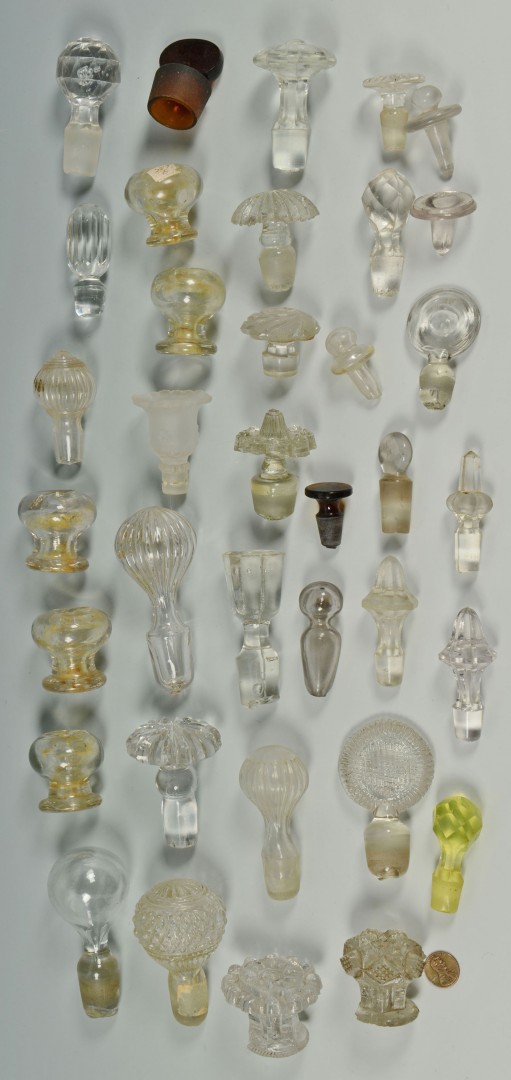 Lot 530: 7 early Glass Decanters plus 29 stoppers